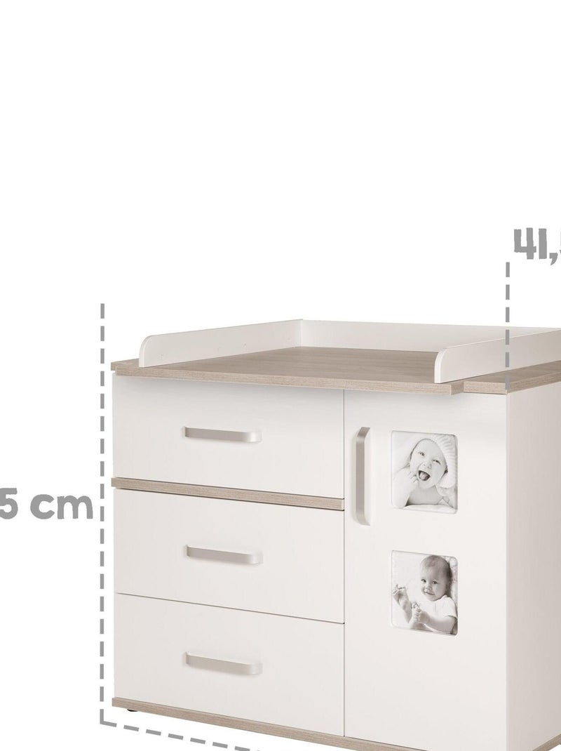 Aankleedcommode met 3 lades en deur en 2 fotolijstjes 'moritz' roba Wit Grijs - Kiabi