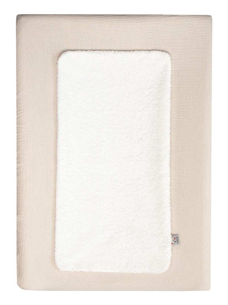 Aankleedkussenhoes voor baby van katoenen mousseline Beige - Kiabi