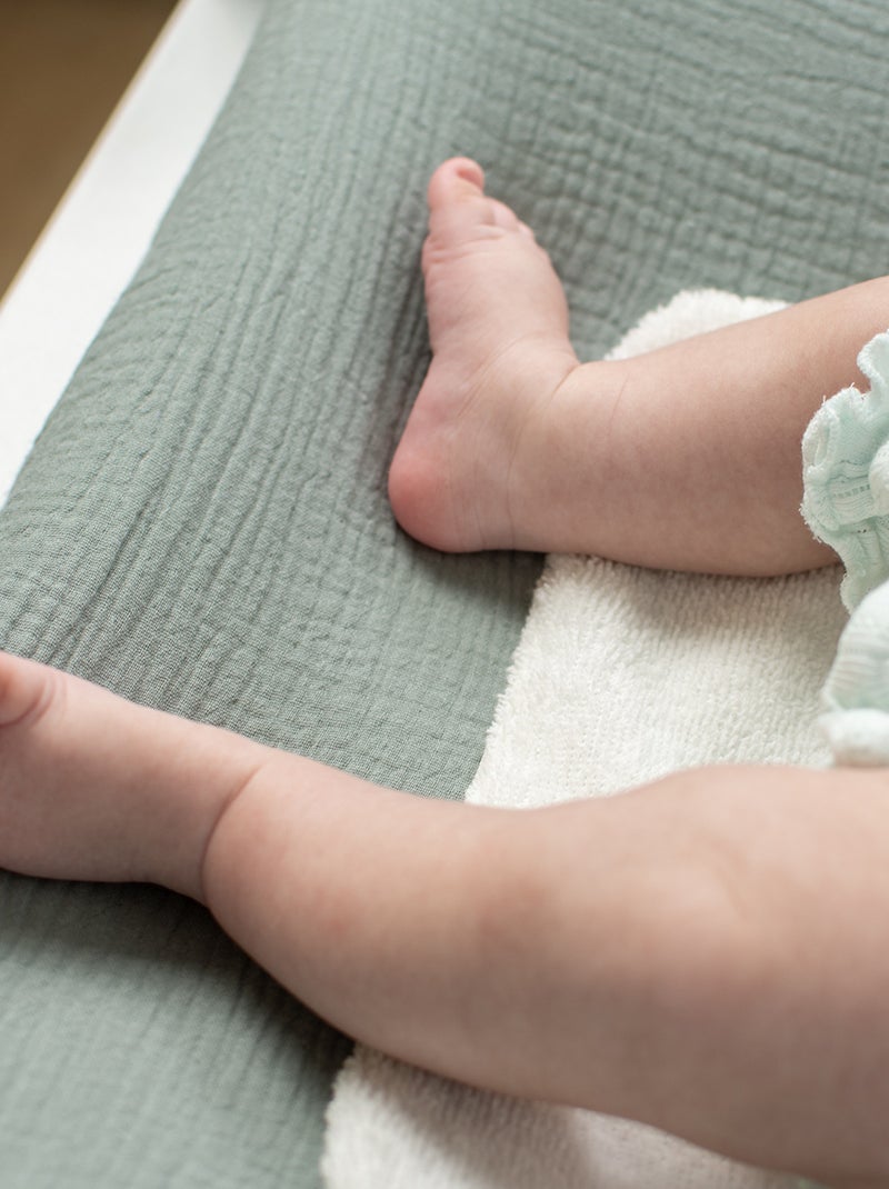Aankleedkussenhoes voor baby van katoenen mousseline Watergroen - Kiabi