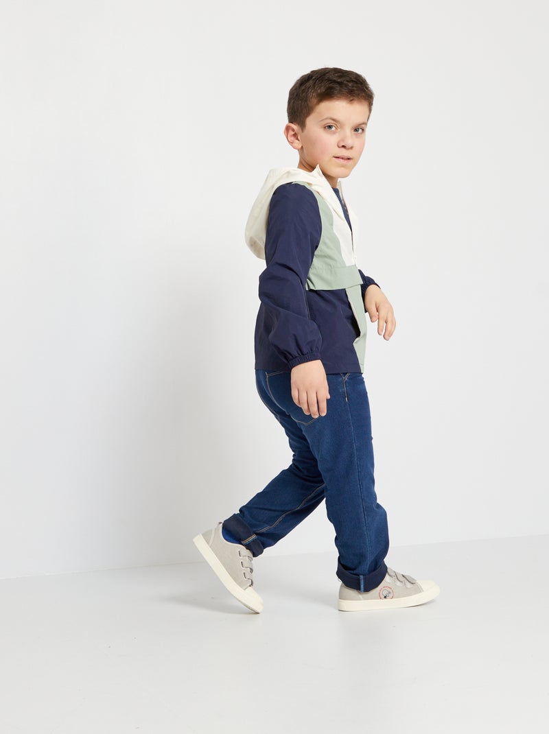 Aanpasbaar windjack met capuchon blauw - Kiabi