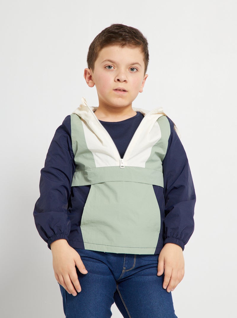 Aanpasbaar windjack met capuchon blauw - Kiabi
