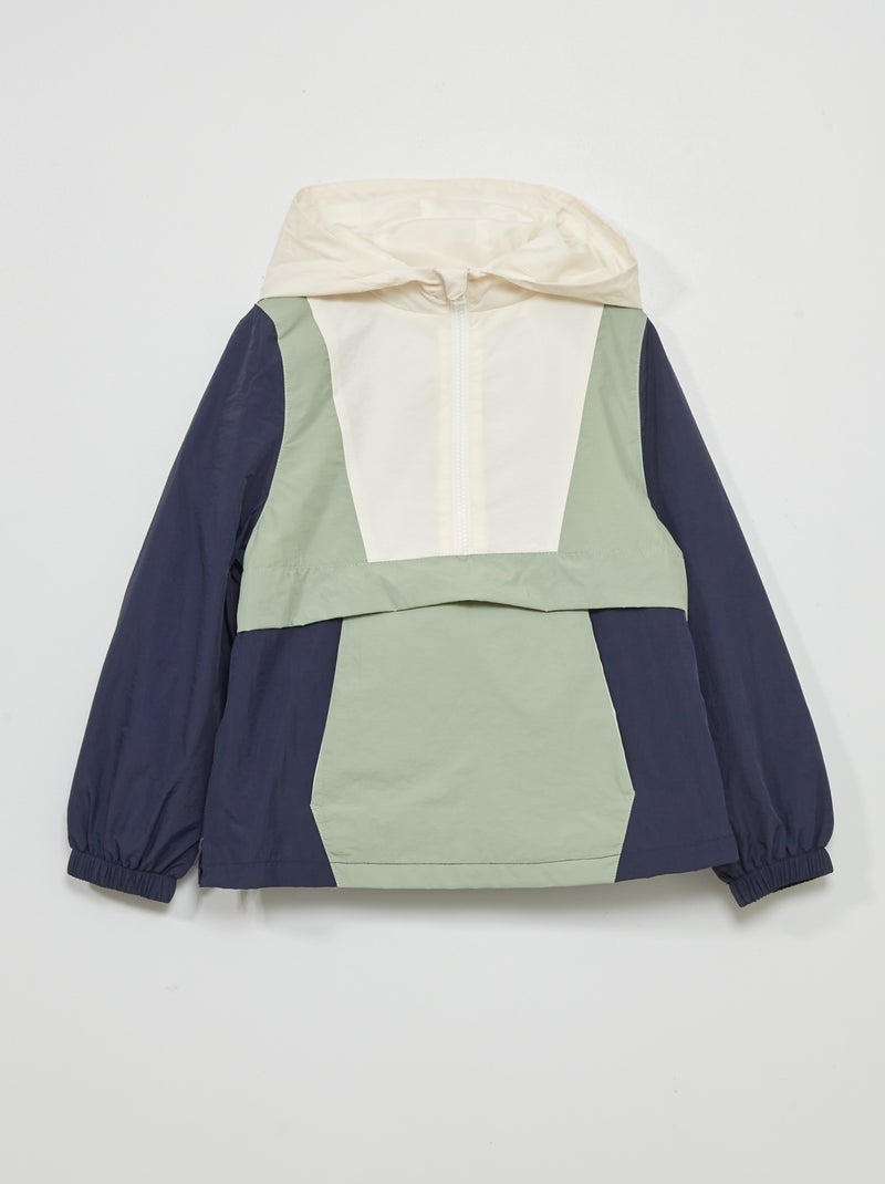 Aanpasbaar windjack met capuchon blauw - Kiabi