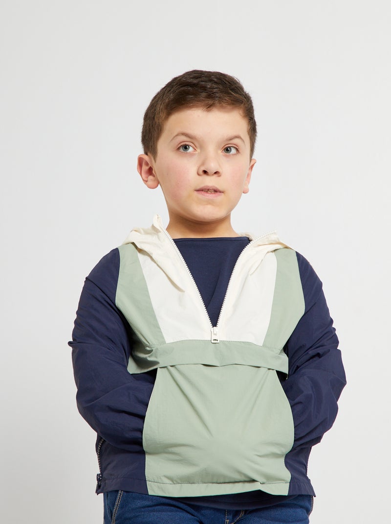Aanpasbaar windjack met capuchon blauw - Kiabi