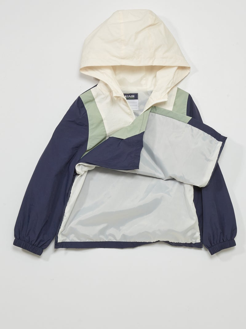 Aanpasbaar windjack met capuchon blauw - Kiabi