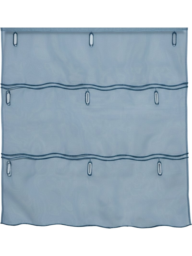 Aanpasbare effen organza met geborduurde knoopsgaten Blauw - Kiabi