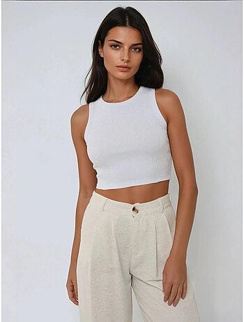 Aansluitend geribd crop top hiccup