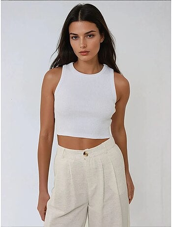 Aansluitend geribd crop top hiccup