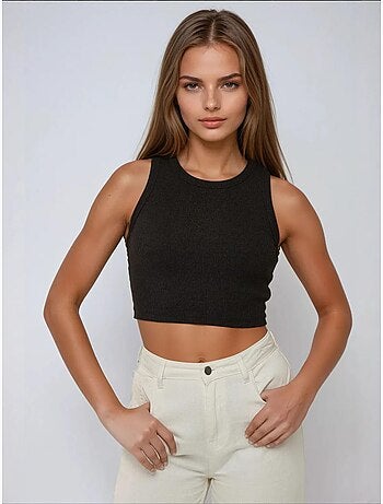 Aansluitend geribd crop top hiccup