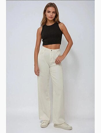 Aansluitend geribd crop top hiccup