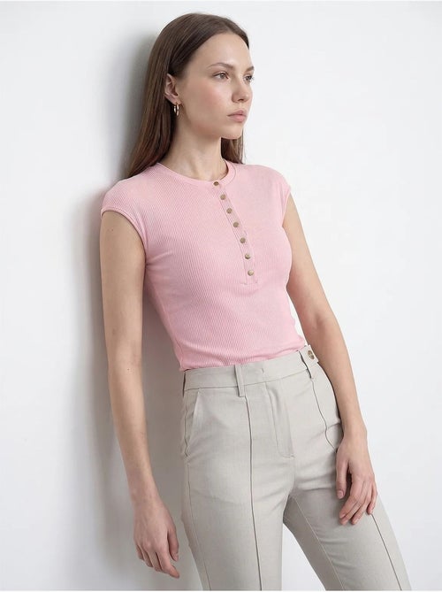 Aansluitend katoenen jersey t-shirt met ronde hals dilvin - Kiabi