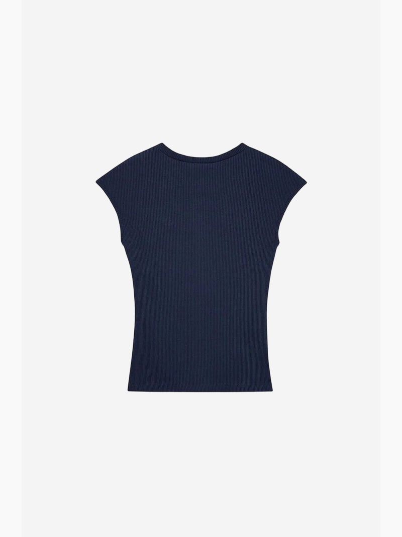 Aansluitend katoenen jersey t-shirt met ronde hals dilvin Marineblauw - Kiabi