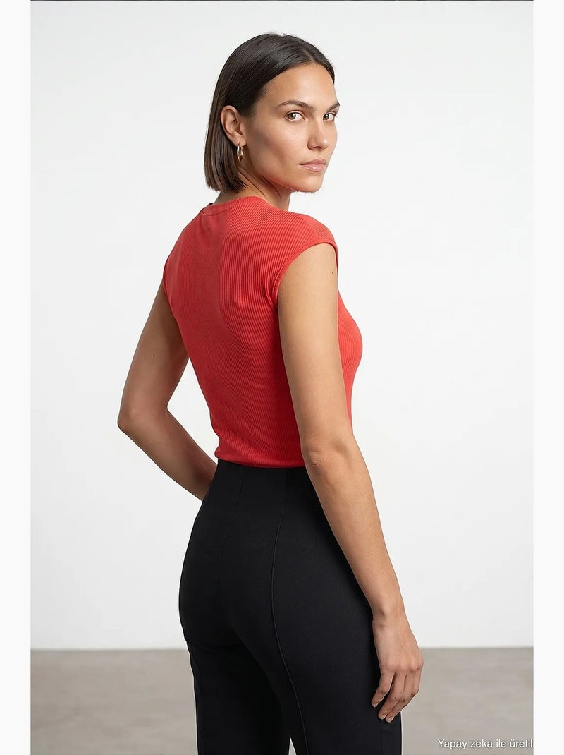 Aansluitend katoenen jersey t-shirt met ronde hals dilvin Rood - Kiabi