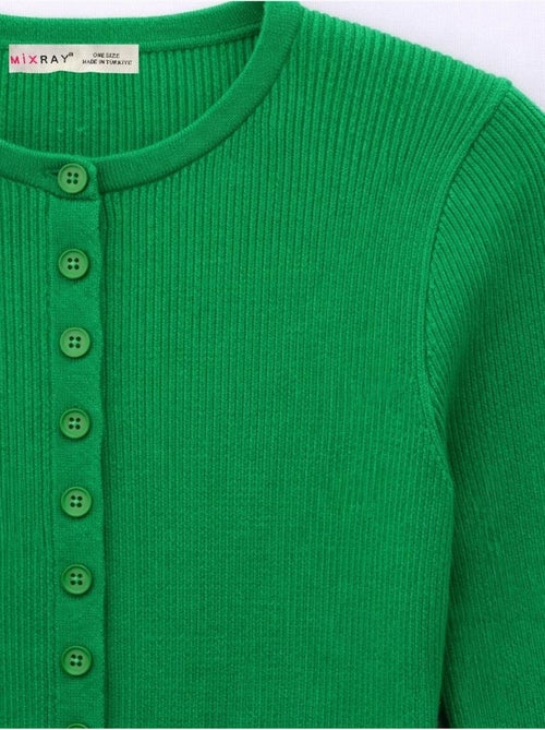 Aansluitend ribgebreid vest met knopen mixray - Kiabi Aansluitend ribgebreid vest met knopen mixray - Kiabi