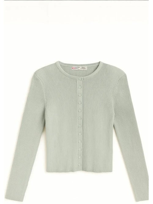 Aansluitend ribgebreid vest met knopen mixray - Kiabi Aansluitend ribgebreid vest met knopen mixray - Kiabi