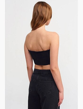 Aansluitend strapless denim crop top dilvin
