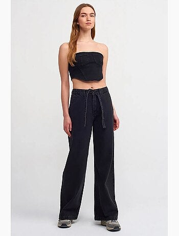 Aansluitend strapless denim crop top dilvin