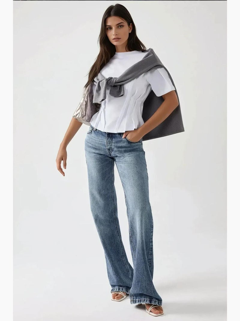 Aansluitend t-shirt met ronde hals hiccup Wit - Kiabi