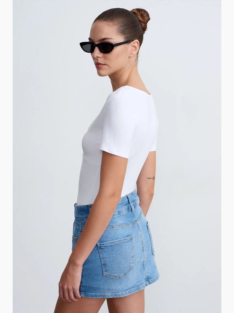 Aansluitend t-shirt met v-hals en korte mouwen dilvin Wit - Kiabi