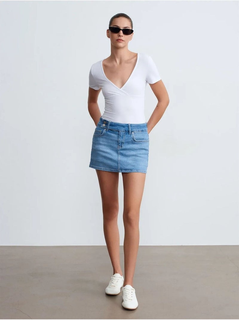 Aansluitend t-shirt met v-hals en korte mouwen dilvin Wit - Kiabi