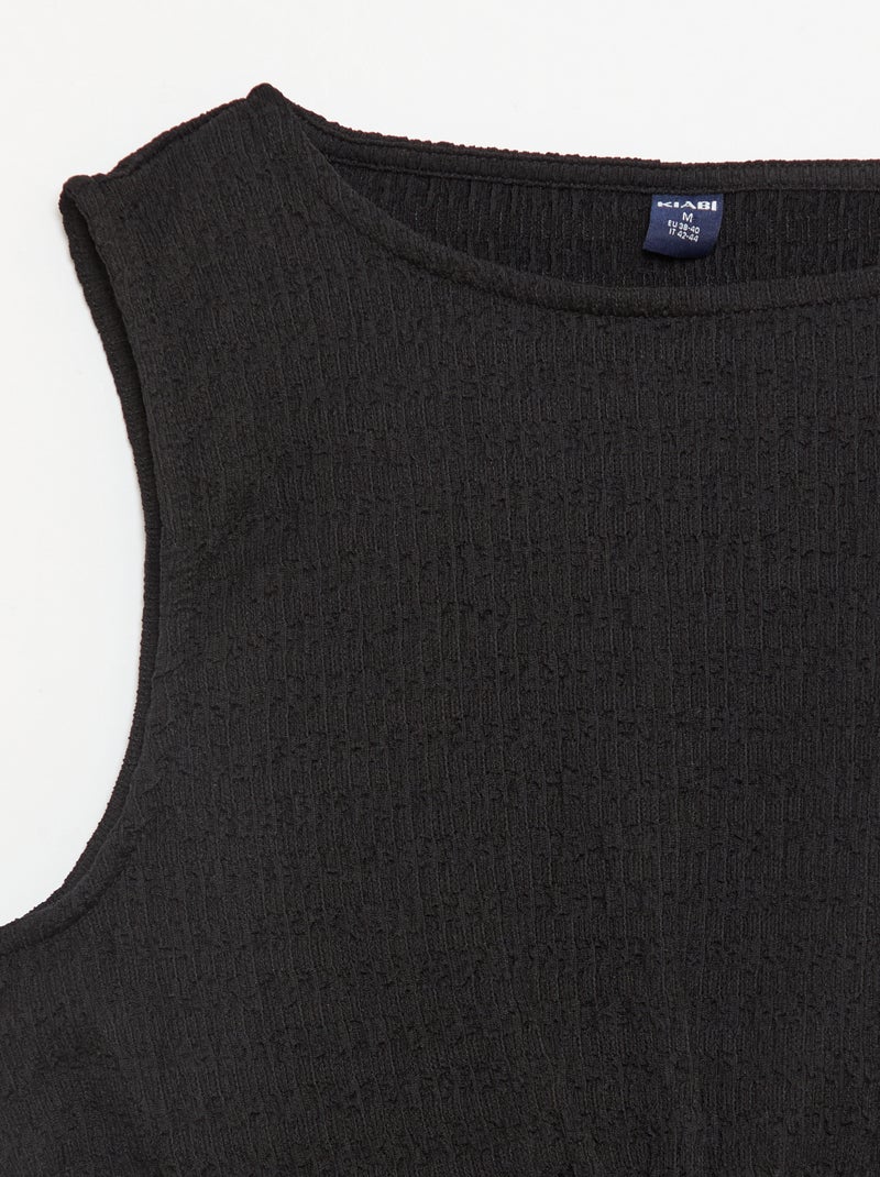 Aansluitend topje van crêpestof Zwart - Kiabi