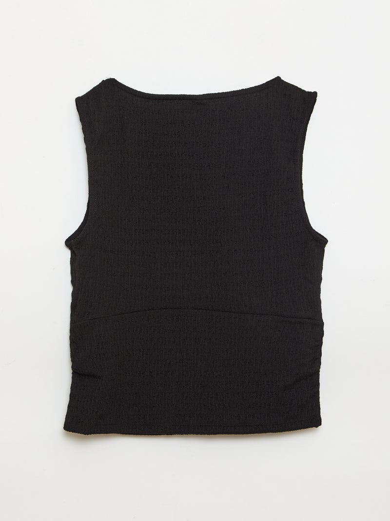 Aansluitend topje van crêpestof Zwart - Kiabi