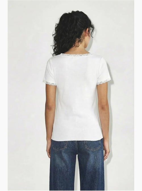 Aansluitende blouse met boothals en kant lucci - Kiabi