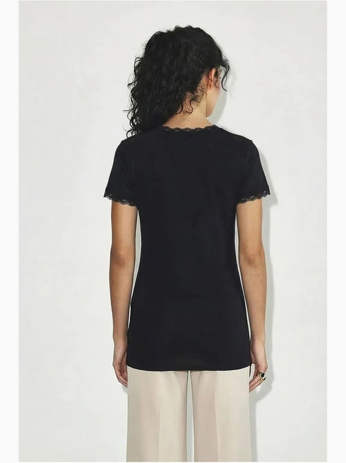 Aansluitende blouse met boothals en kant lucci - Kiabi