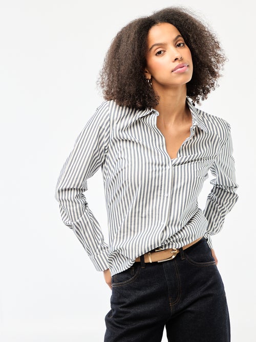 Aansluitende blouse met Italiaanse kraag - Kiabi