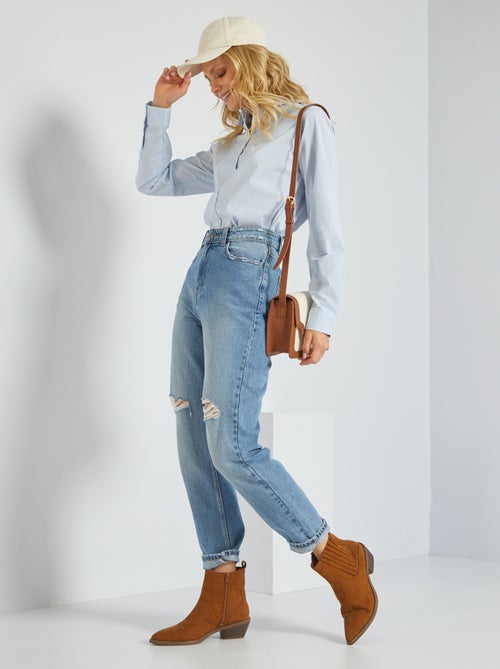 Aansluitende blouse met Italiaanse kraag - Kiabi