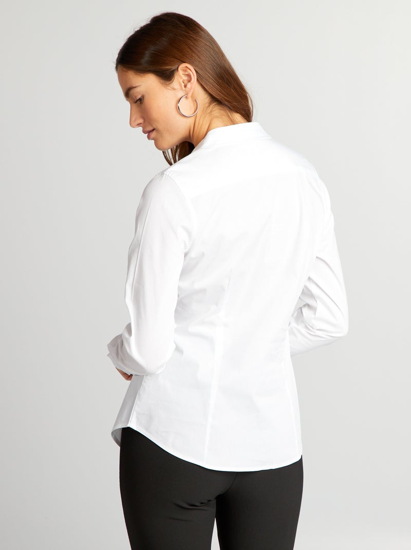 Aansluitende blouse met Italiaanse kraag wit - Kiabi
