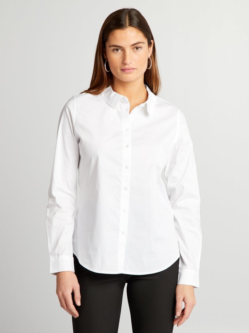 Aansluitende blouse met Italiaanse kraag wit - Kiabi