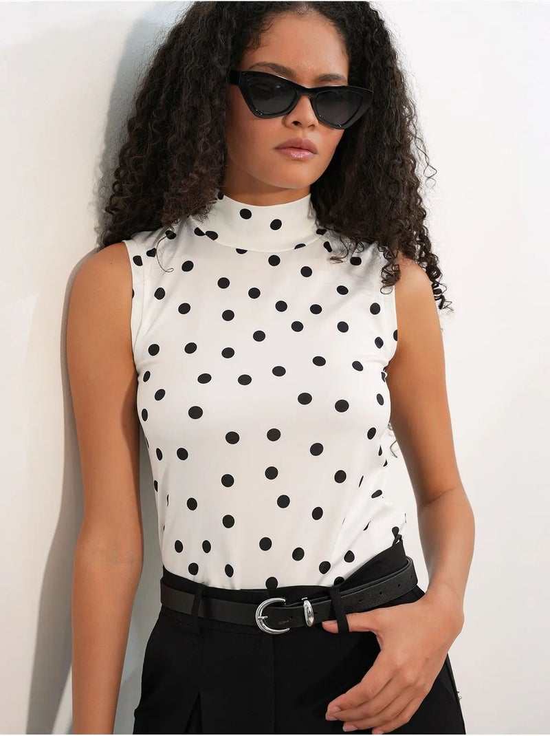Aansluitende bodysuit met halve col bdart Crème - Kiabi