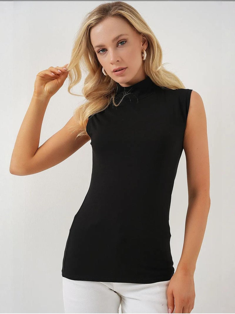 Aansluitende bodysuit met halve col bdart Zwart - Kiabi