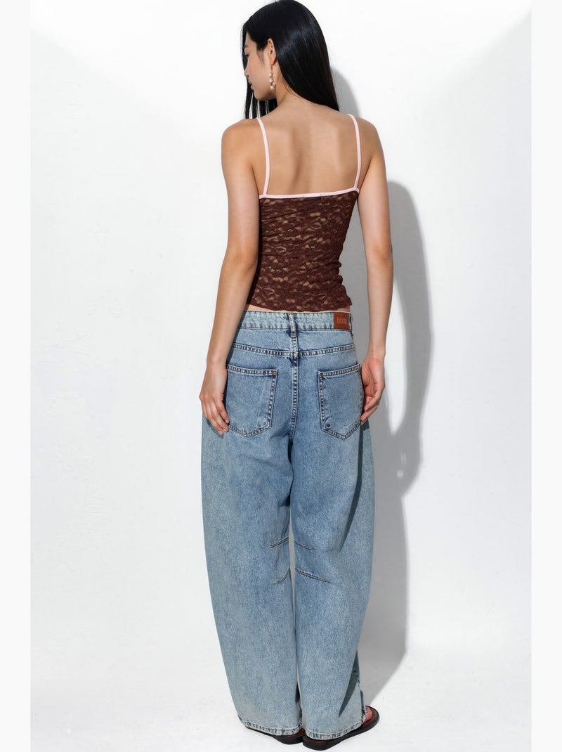 Aansluitende cami-top met cut-out busem Bruin - Kiabi
