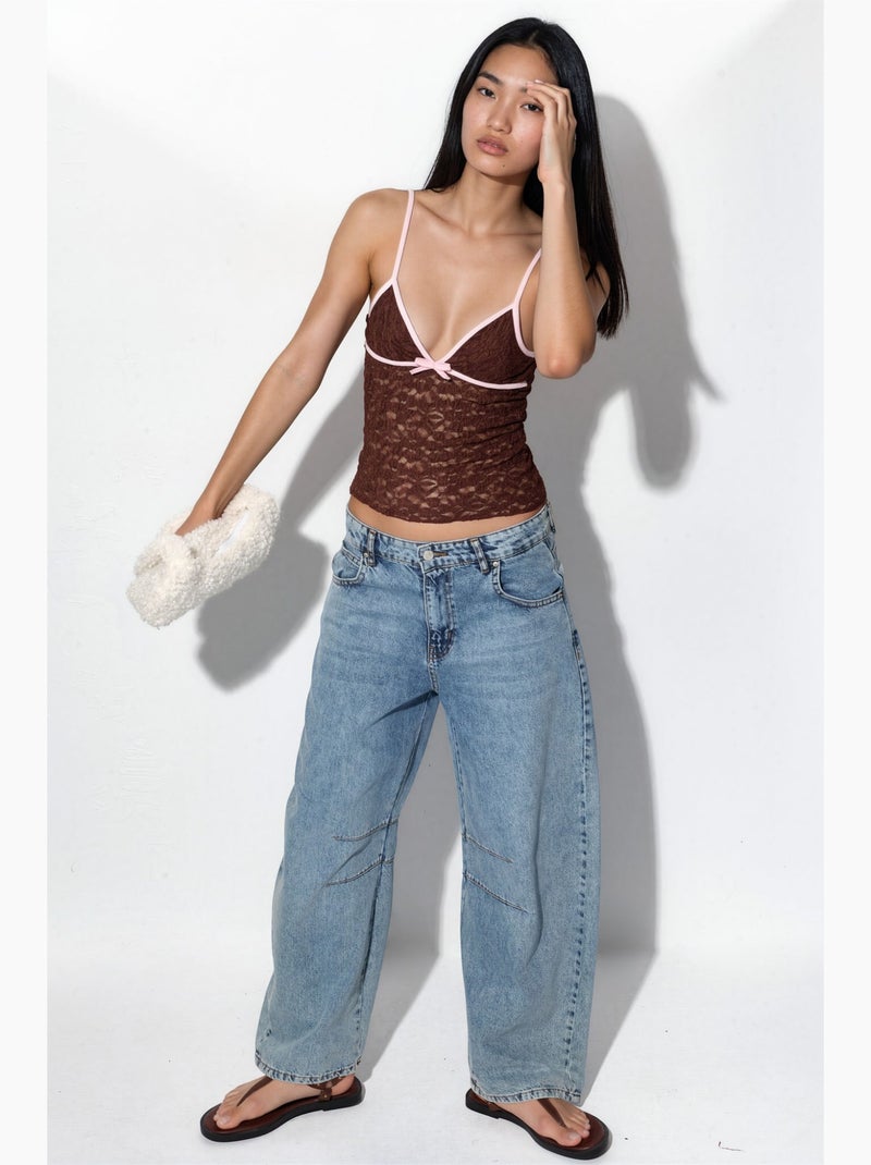 Aansluitende cami-top met cut-out busem Bruin - Kiabi