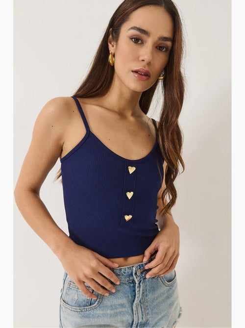 Aansluitende cropped tanktop met knoopdetail lucci - Kiabi