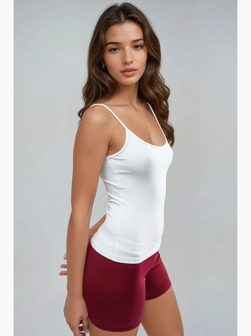 Aansluitende gebreide tanktop met u-hals busem Wit - Kiabi