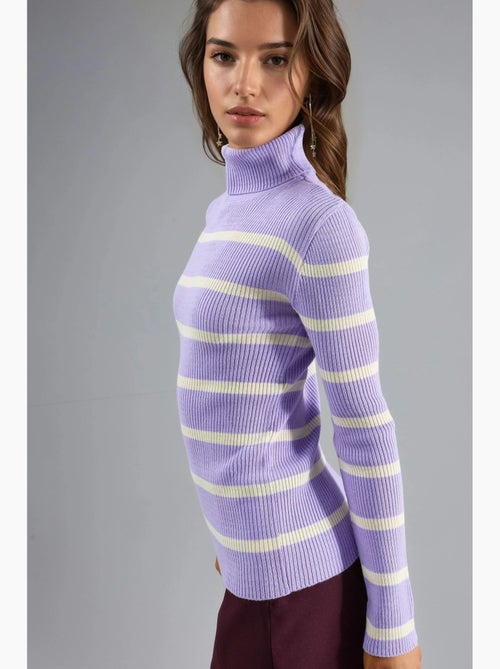 Aansluitende gestreepte geribde coltrui my fashion - Kiabi