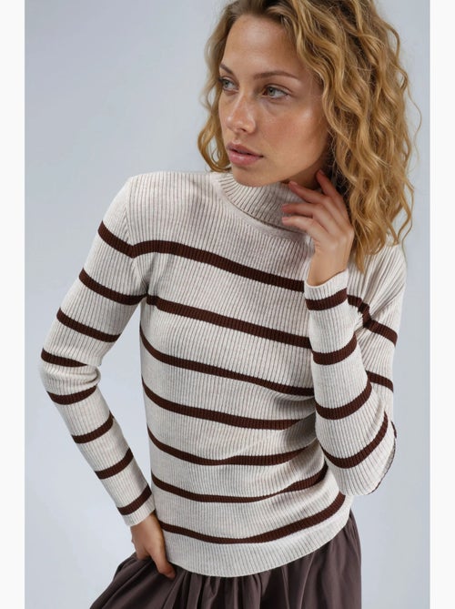 Aansluitende gestreepte geribde coltrui my fashion - Kiabi
