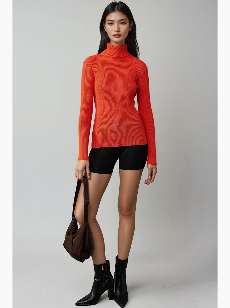 Aansluitende getextureerde coltrui my fashion Baksteenrood - Kiabi