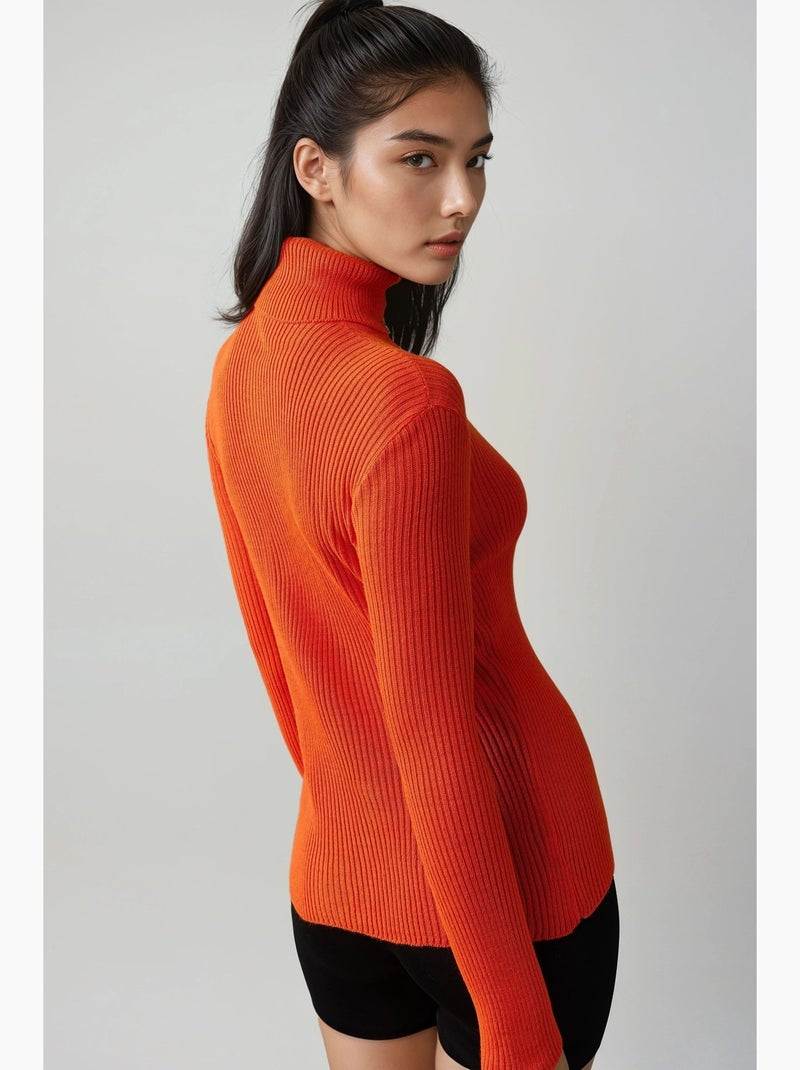 Aansluitende getextureerde coltrui my fashion Baksteenrood - Kiabi