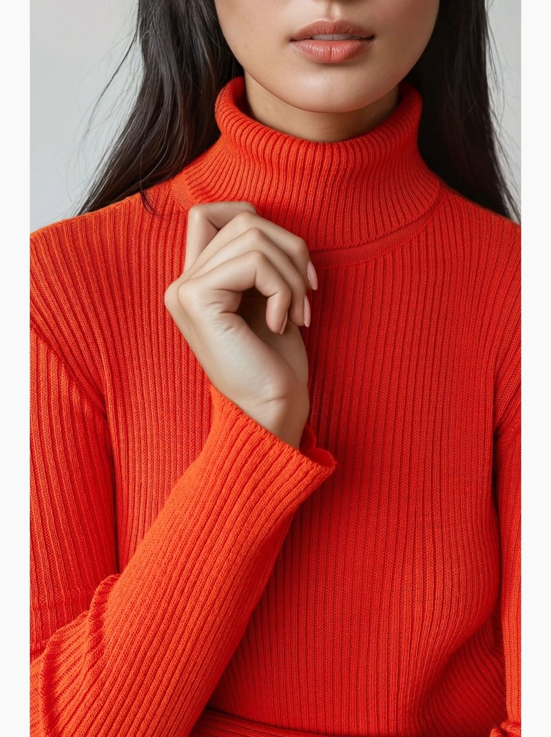 Aansluitende getextureerde coltrui my fashion Baksteenrood - Kiabi