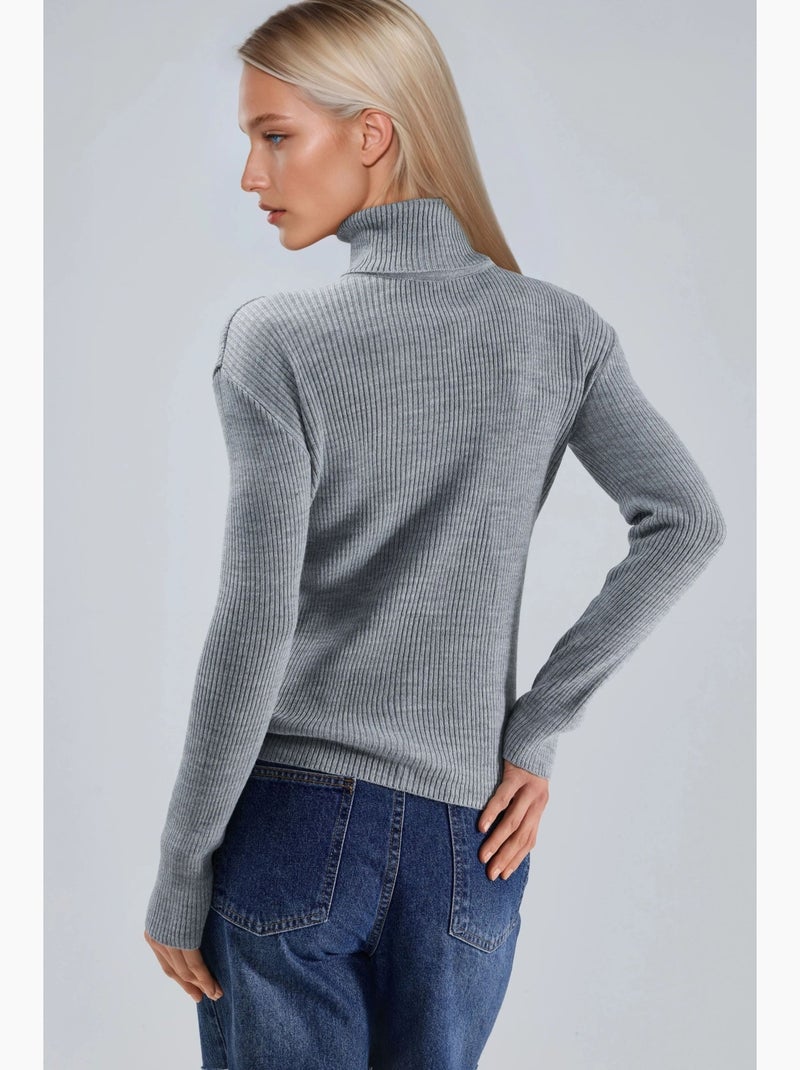 Aansluitende getextureerde coltrui my fashion Lichtgrijs - Kiabi