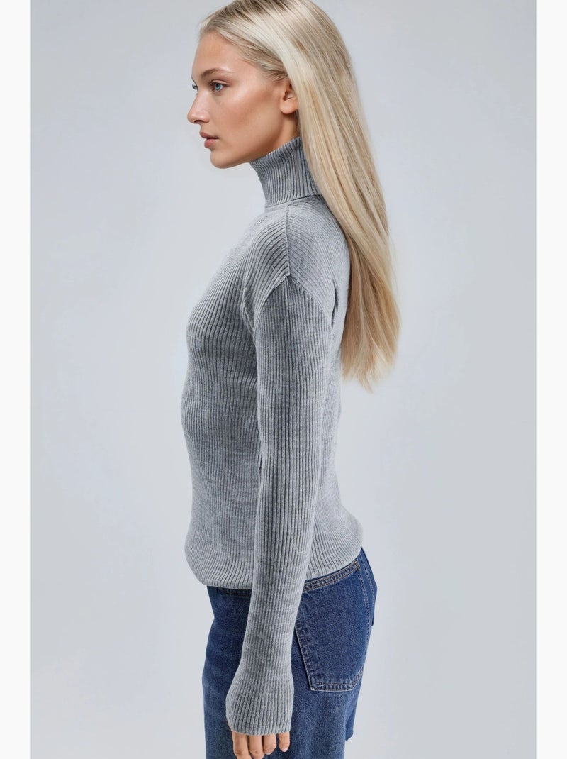 Aansluitende getextureerde coltrui my fashion Lichtgrijs - Kiabi