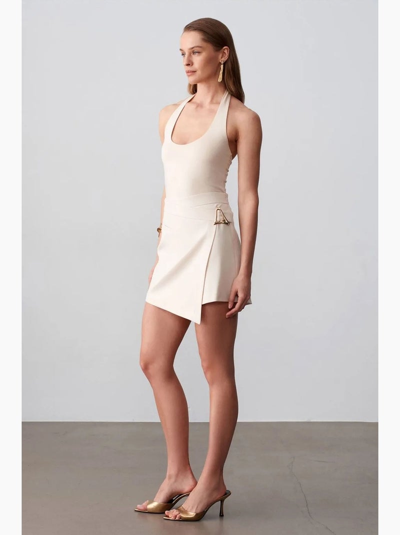 Aansluitende haltertop met cut-out dilvin Crème - Kiabi