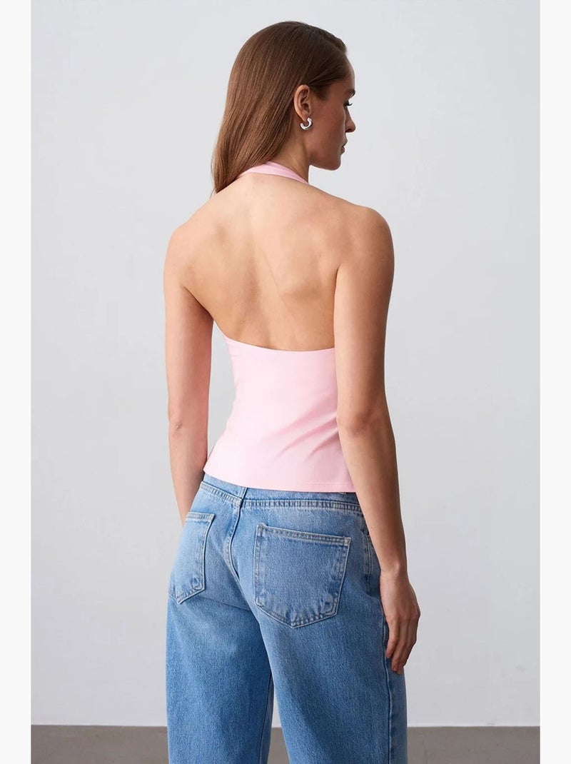 Aansluitende haltertop met cut-out dilvin Suikerroze - Kiabi