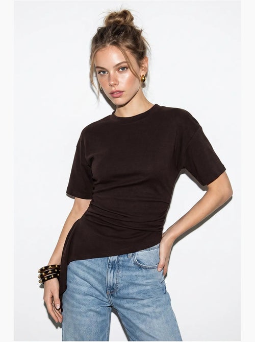 Aansluitende jerseyblouse met drapering lucci - Kiabi Aansluitende jerseyblouse met drapering lucci - Kiabi