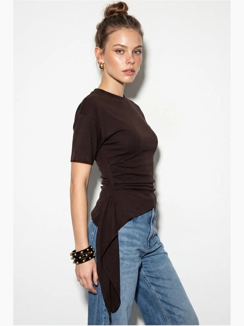 Aansluitende jerseyblouse met drapering lucci - Kiabi Aansluitende jerseyblouse met drapering lucci - Kiabi
