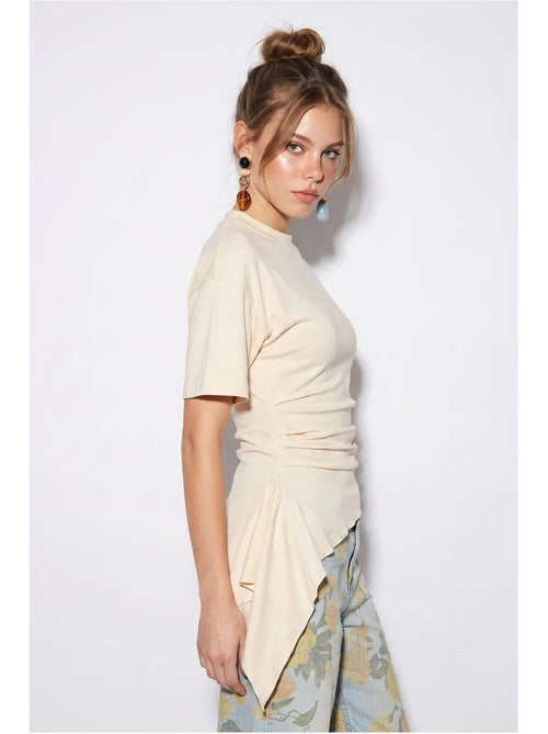 Aansluitende jerseyblouse met drapering lucci - Kiabi