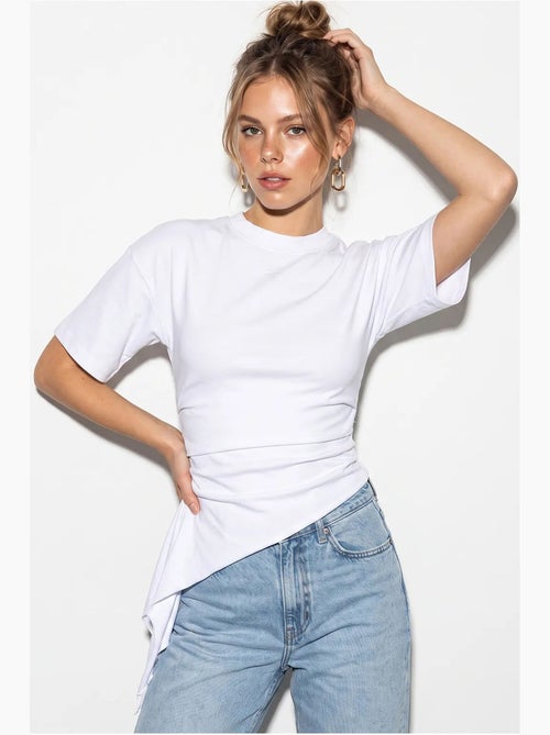 Aansluitende jerseyblouse met drapering lucci - Kiabi